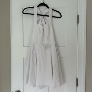 White Seersucker Bow Back Dress
